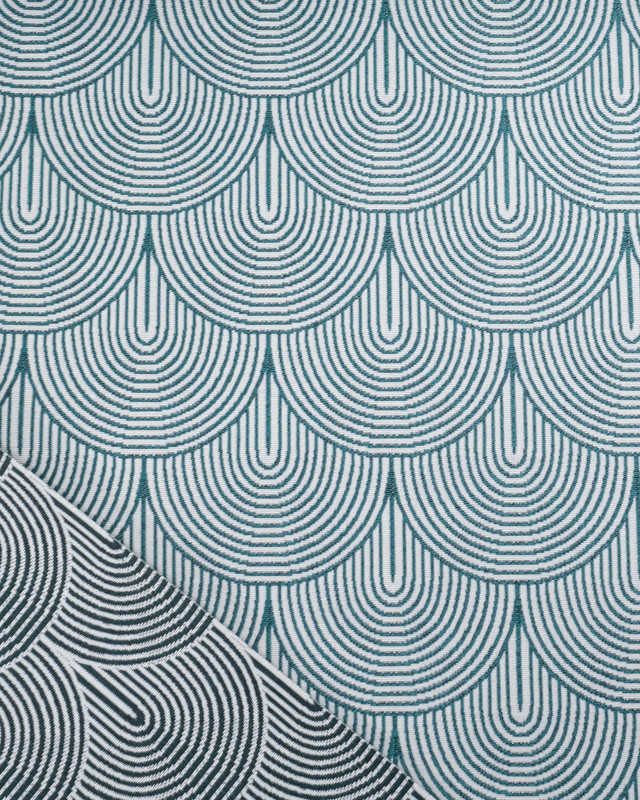 Tissu Jacquard Ameublement Art Déco Vert Emeraude - Mercerine