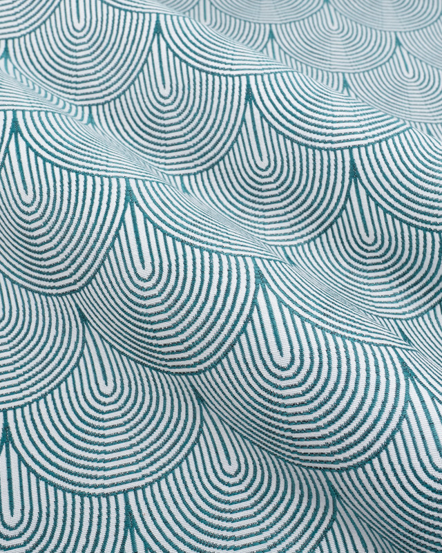 Tissu Jacquard Ameublement Art Déco Vert Emeraude - Mercerine
