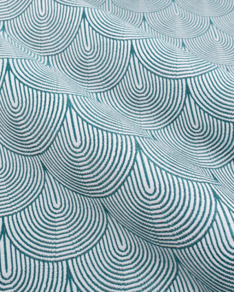 Tissu Jacquard Ameublement Art Déco Vert Emeraude - Mercerine