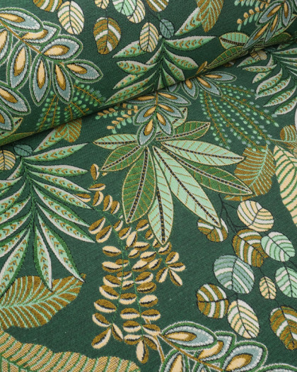 Tissu Jacquard Ameublement Feuillage Vert - Mercerine