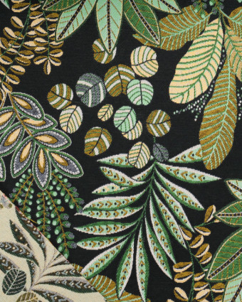 Tissu Jacquard Ameublement Feuillage Noir - Mercerine