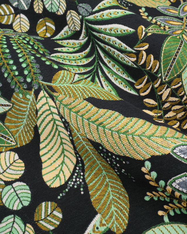 Tissu Jacquard Ameublement Feuillage Noir - Mercerine