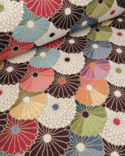 Tissu Jacquard Ameublement Flower Power Multicolore - Mercerine