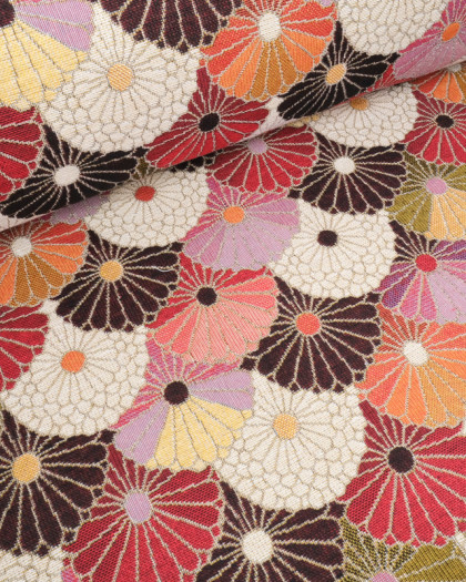 Tissu Jacquard Ameublement Flower Power Rose - Mercerine