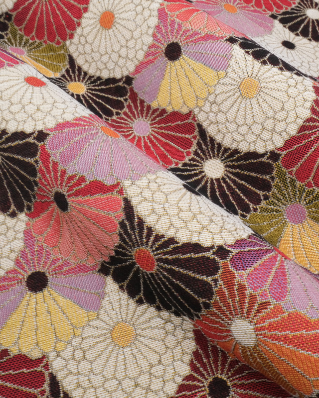 Tissu Jacquard Ameublement Flower Power Rose - Mercerine