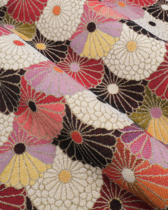 Tissu Jacquard Ameublement Flower Power Rose - Mercerine