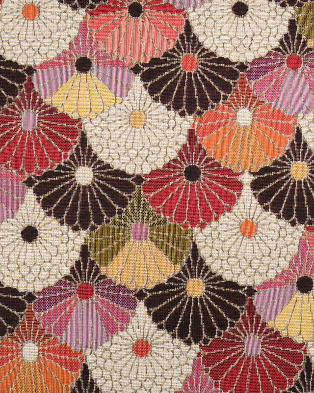 Tissu Jacquard Ameublement Flower Power Rose - Mercerine