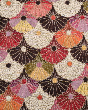 Tissu Jacquard Ameublement Flower Power Rose - Mercerine