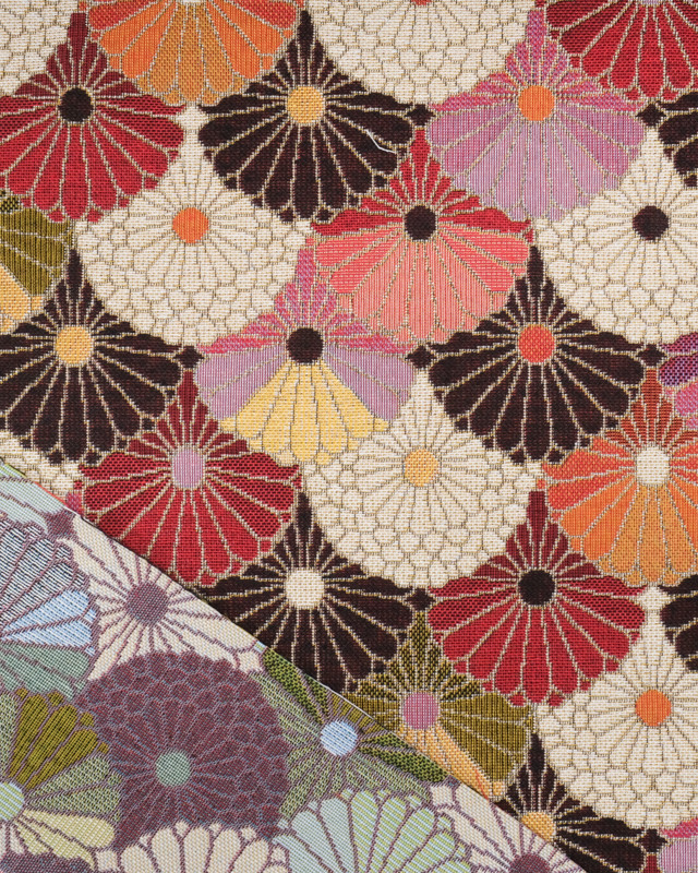 Tissu Jacquard Ameublement Flower Power Rose - Mercerine