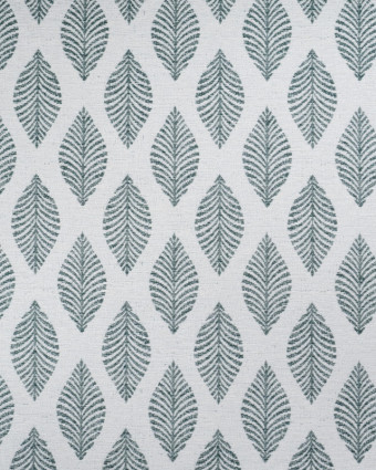 Tissu Jacquard Ameublement Ecru Feuilles Vertes - Mercerine