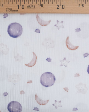Tissu Double Gaze Bio Motif Digital Petite Lune - Mercerine