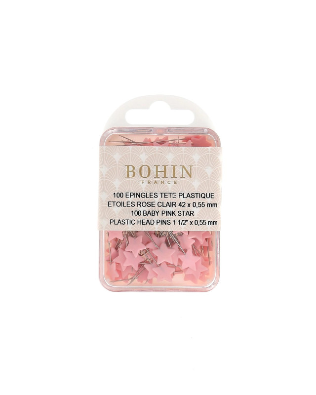 Epingles à Tête Plastique Etoile Rose Clair - Bohin - Mercerine
