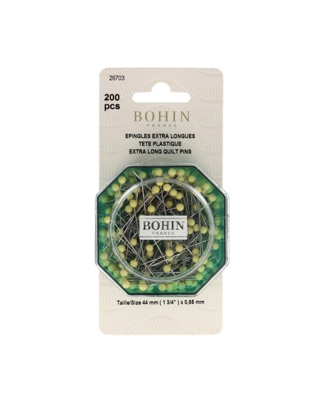 Epingles Extra Longues à Tête Plastique Jaune - Bohin - Mercerine