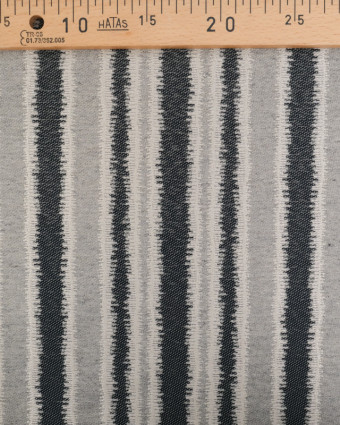 Tissu Jacquard Ameublement Rayures Bleu Nuit et Gris - Mercerine