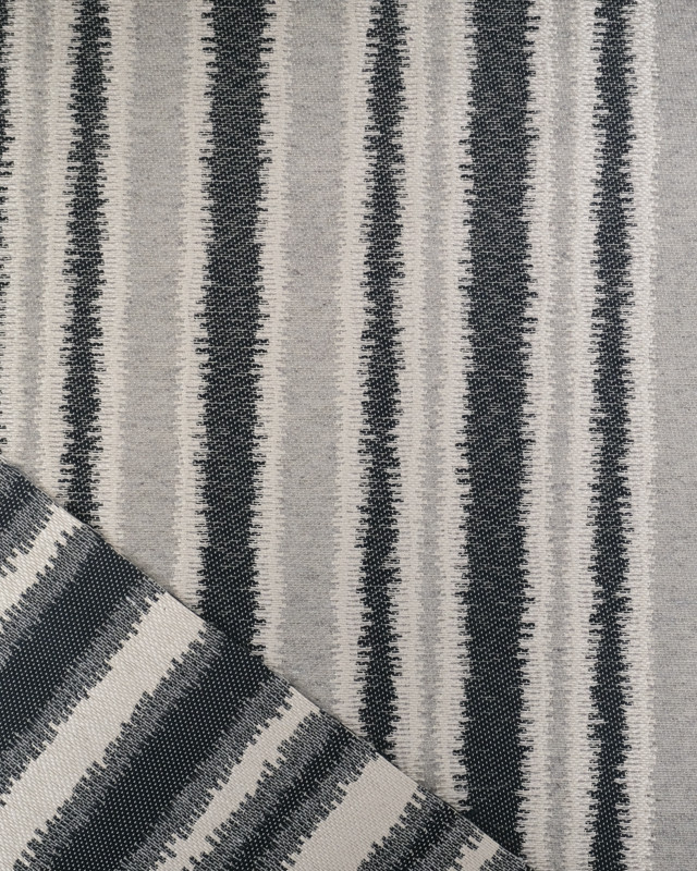 Tissu Jacquard Ameublement Rayures Bleu Nuit et Gris - Mercerine