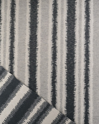 Tissu Jacquard Ameublement Rayures Bleu Nuit et Gris - Mercerine