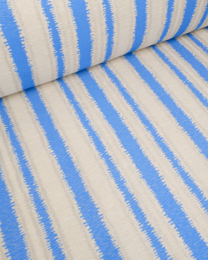 Tissu Jacquard Ameublement Rayures Bleu Electrique - Mercerine