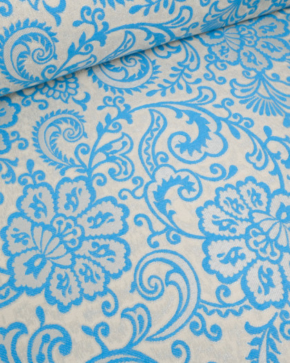 Tissu Jacquard Ameublement Baroque Bleu Turquoise - Mercerine