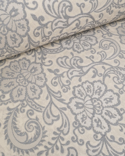 Tissu Jacquard Ameublement Baroque Gris - Mercerine