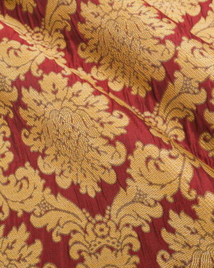 Tissu Jacquard Ameublement Tissé En France Fronsac Rouge - Mercerine