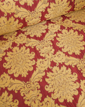 Tissu Jacquard Ameublement Tissé En France Fronsac Rouge - Mercerine