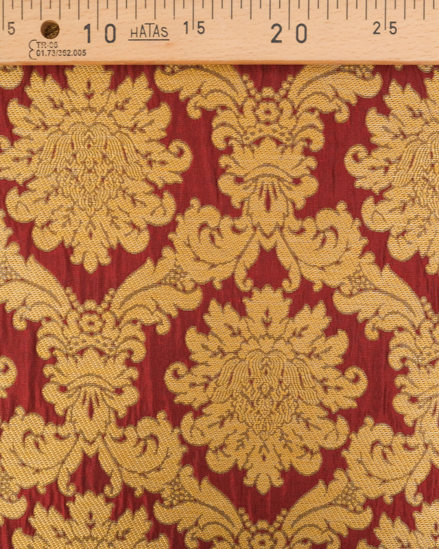 Tissu Jacquard Ameublement Tissé En France Fronsac Rouge - Mercerine