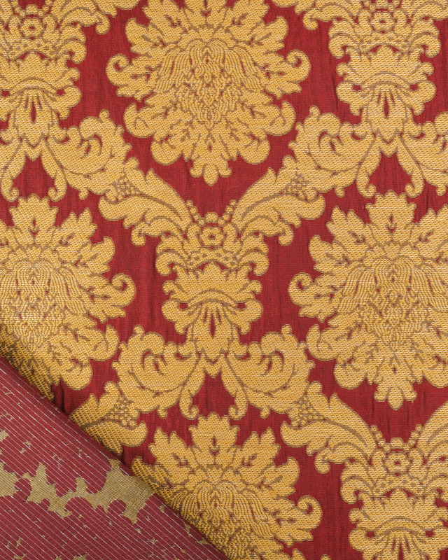 Tissu Jacquard Ameublement Tissé En France Fronsac Rouge - Mercerine