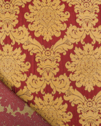 Tissu Jacquard Ameublement Tissé En France Fronsac Rouge - Mercerine