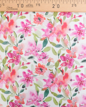 Viscose Sanforisée Motif Fleuri Aquarelle Rose - Mercerine