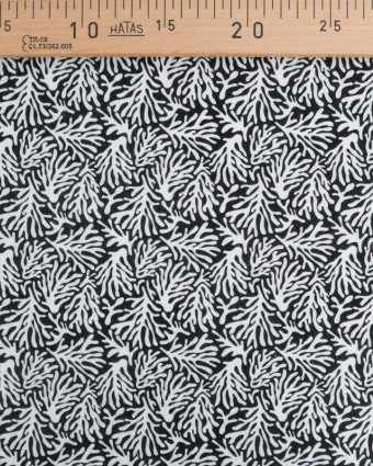 Double Gaze Impression Digitale Noire Motif Corail Blanc - Mercerine