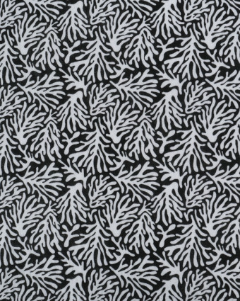 Double Gaze Impression Digitale Noire Motif Corail Blanc - Mercerine