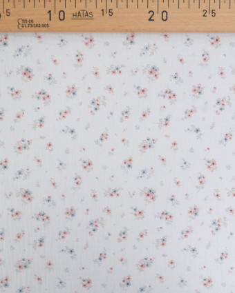 Double Gaze Impression Digitale Petites Fleurs Roses et Bleues - Mercerine