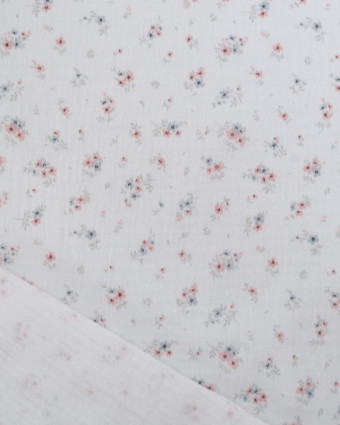 Double Gaze Impression Digitale Petites Fleurs Roses et Bleues - Mercerine