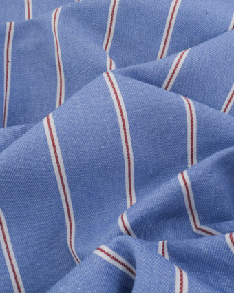 Tissu Jean Bleu Vintage Rayures Rouges - Poppy - Mercerine