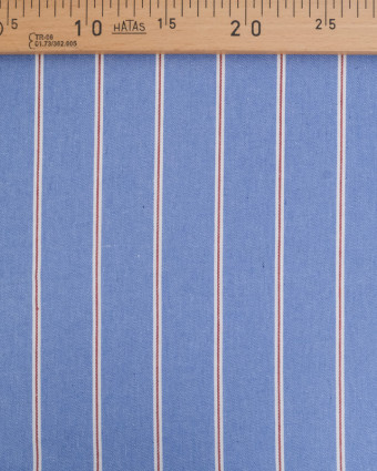 Tissu Jean Bleu Vintage Rayures Rouges - Poppy - Mercerine
