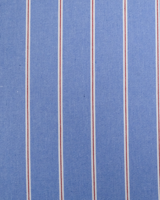 Tissu Jean Bleu Vintage Rayures Rouges - Poppy - Mercerine