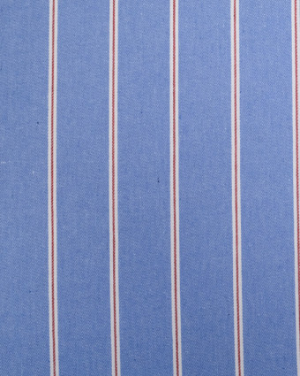 Tissu Jean Bleu Vintage Rayures Rouges - Poppy - Mercerine