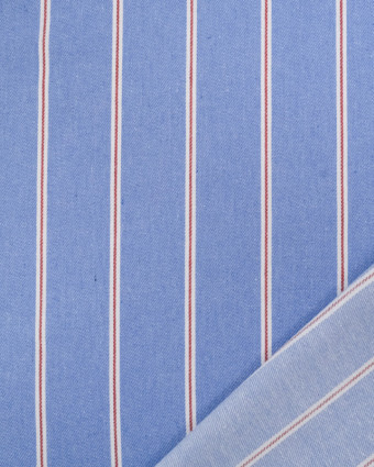 Tissu Jean Bleu Vintage Rayures Rouges - Poppy - Mercerine
