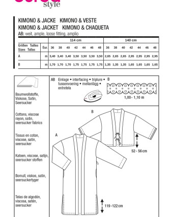 Patron Kimono & Veste Burda 5720 | Patrons de couture | Mercerine