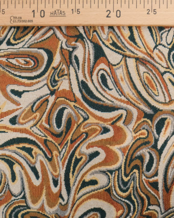 Jacquard Céleste Pétrole et Caramel - Mercerine