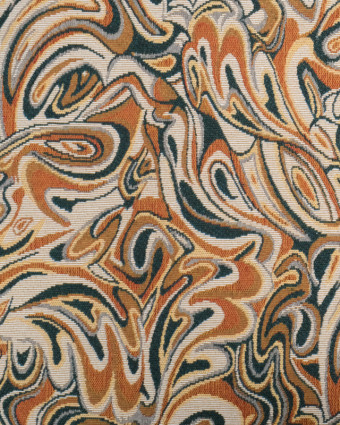 Jacquard Céleste Pétrole et Caramel - Mercerine