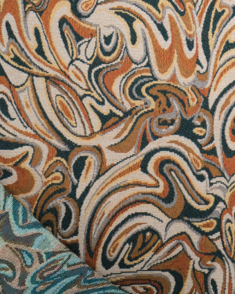 Jacquard Céleste Pétrole et Caramel - Mercerine