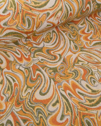 Jacquard Céleste Vert et Orange - Mercerine