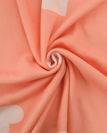 Tissu Sweat Big Love Corail Envers Doudou - Mercerine