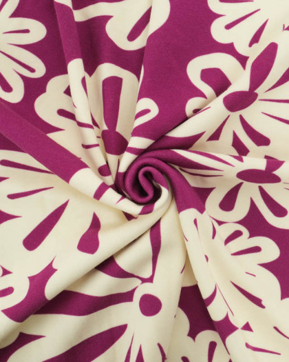 Tissu Sweat Prune Margarita Envers Doudou - Mercerine