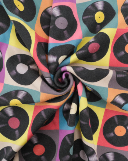 Tissu Sweat Disco Vinyle Envers Doudou - Mercerine