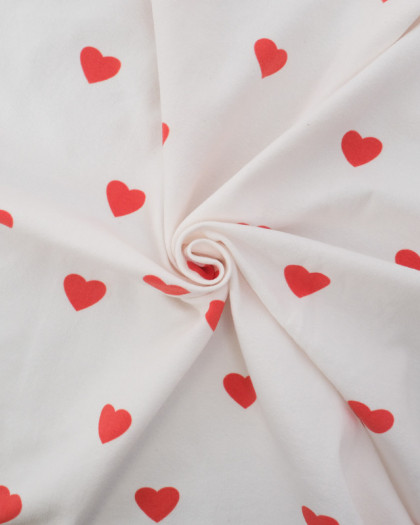 Tissu Jersey de Coton Mini Cœurs Rouges - Mercerine