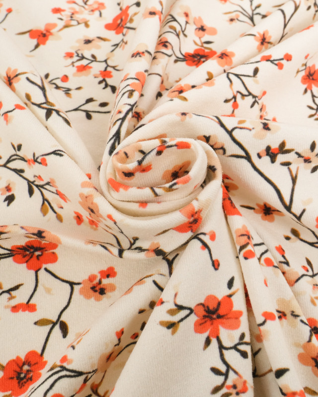 Tissu Jersey de Coton Blossom Ecru - Mercerine