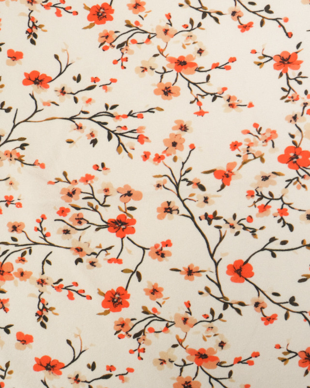 Tissu Jersey de Coton Blossom Ecru - Mercerine