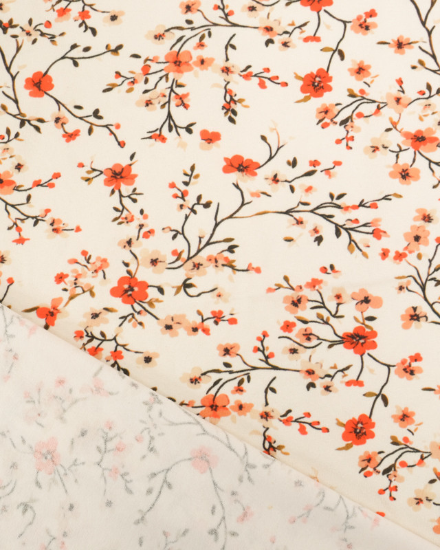 Tissu Jersey de Coton Blossom Ecru - Mercerine
